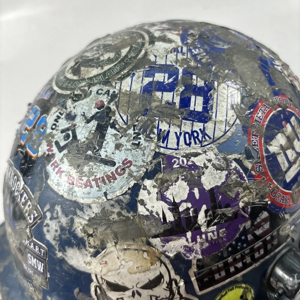 Authentic NYC Union Hard Hat | Local 28 Tin Knocker Stickers | Industrial Decor